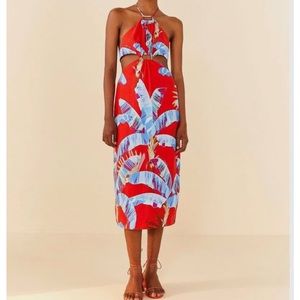 Farm Rio Sweet Jungle Red Linen Blend Cut Out